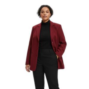 Ellos Deep Red Wool Blazer Overcoat 22